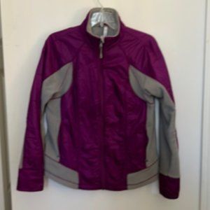 Purple and gray high neck fleece jacket size large